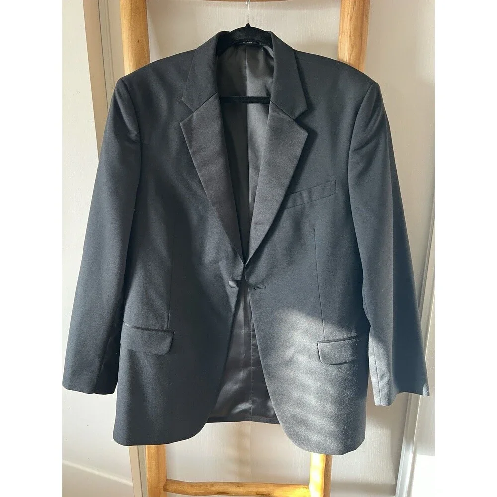 Cricketeer Men's Black Wool Twill 2-Piece Suit 42R 35.5W 35.5